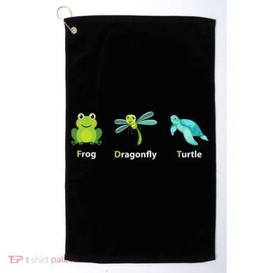 Subtle Political Humor Frog Dragonfly Turtle  Golf Towel