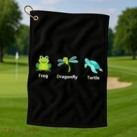 Subtle Political Humor Frog Dragonfly Turtle  Golf Towel thumb 1