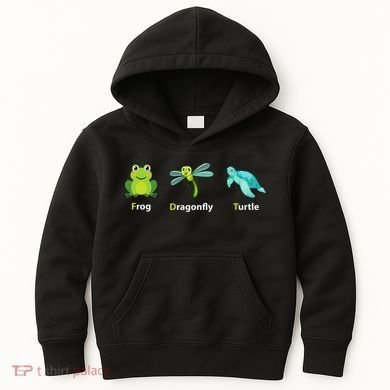 Subtle Political Humor Frog Dragonfly Turtle  Kids Hoodie