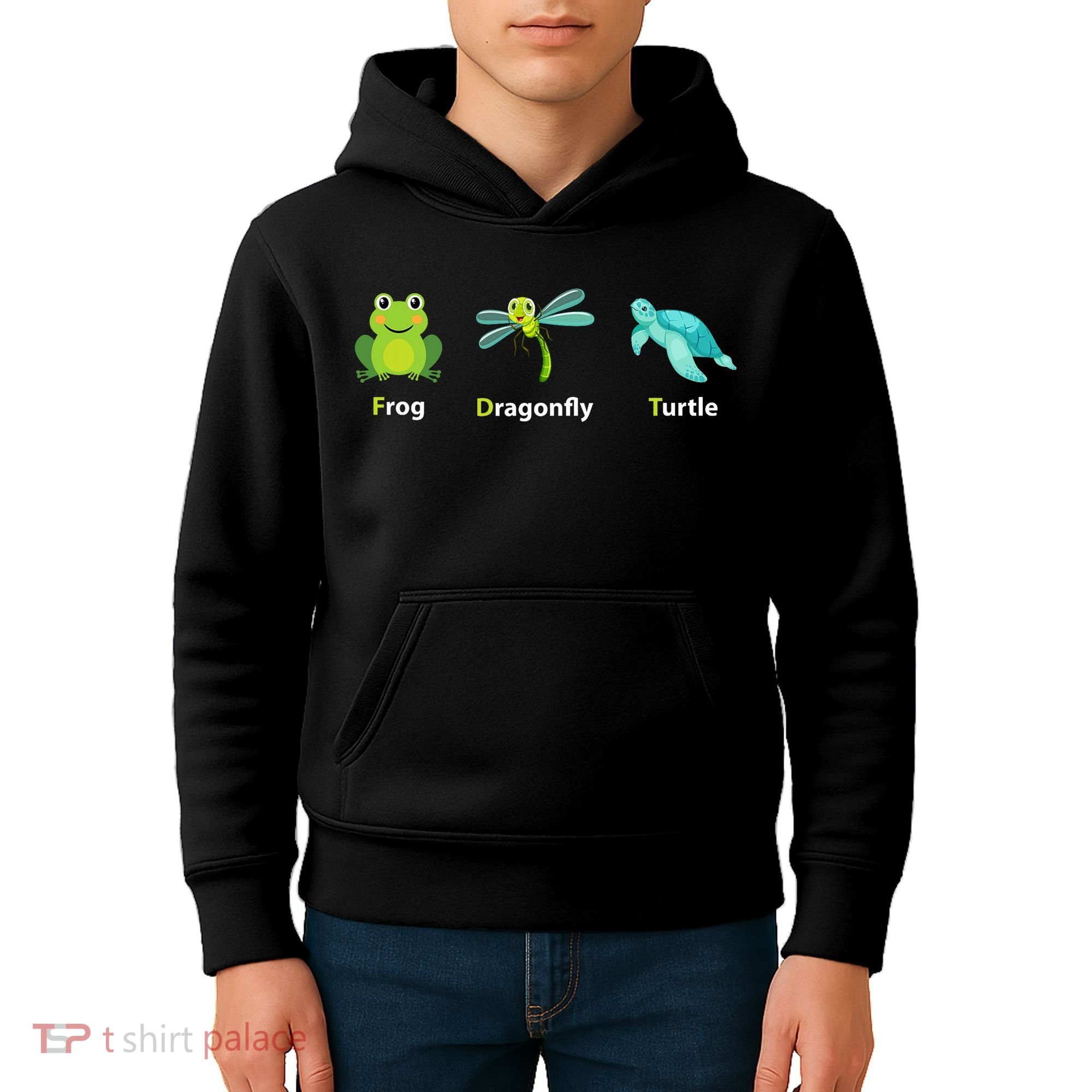 Subtle Political Humor Frog Dragonfly Turtle  Kids Hoodie