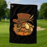 Steampunk Pumpkin Halloween Golf Towel thumb 1