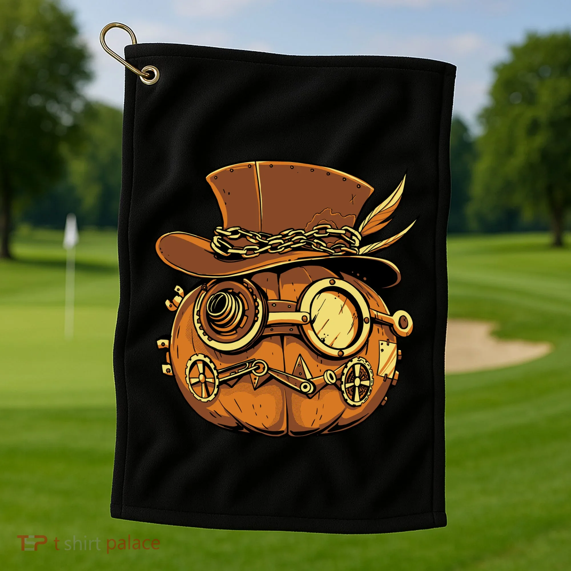 Steampunk Pumpkin Halloween Golf Towel