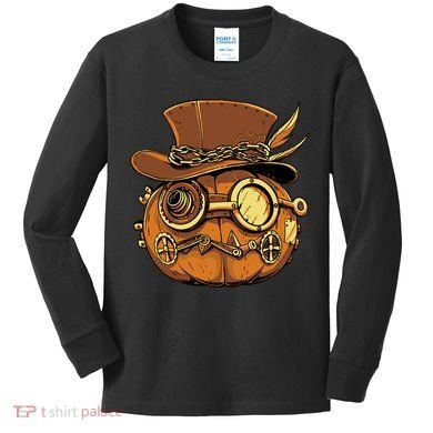 Steampunk Pumpkin Halloween Kids Long Sleeve Shirt