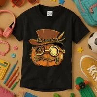 Steampunk Pumpkin Halloween Kids T-Shirt thumb 3