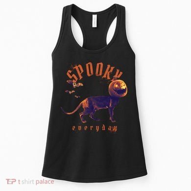 Spooky Pumpkin Head Dog Funny Halloween Women's Tank Top