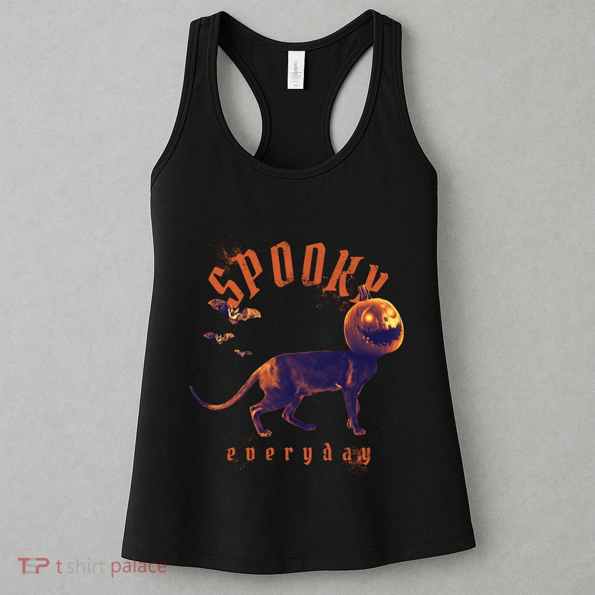 Spooky Pumpkin Head Dog Funny Halloween Women's Tank Top