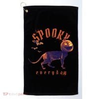 Spooky Pumpkin Head Dog Funny Halloween Golf Towel thumb 0