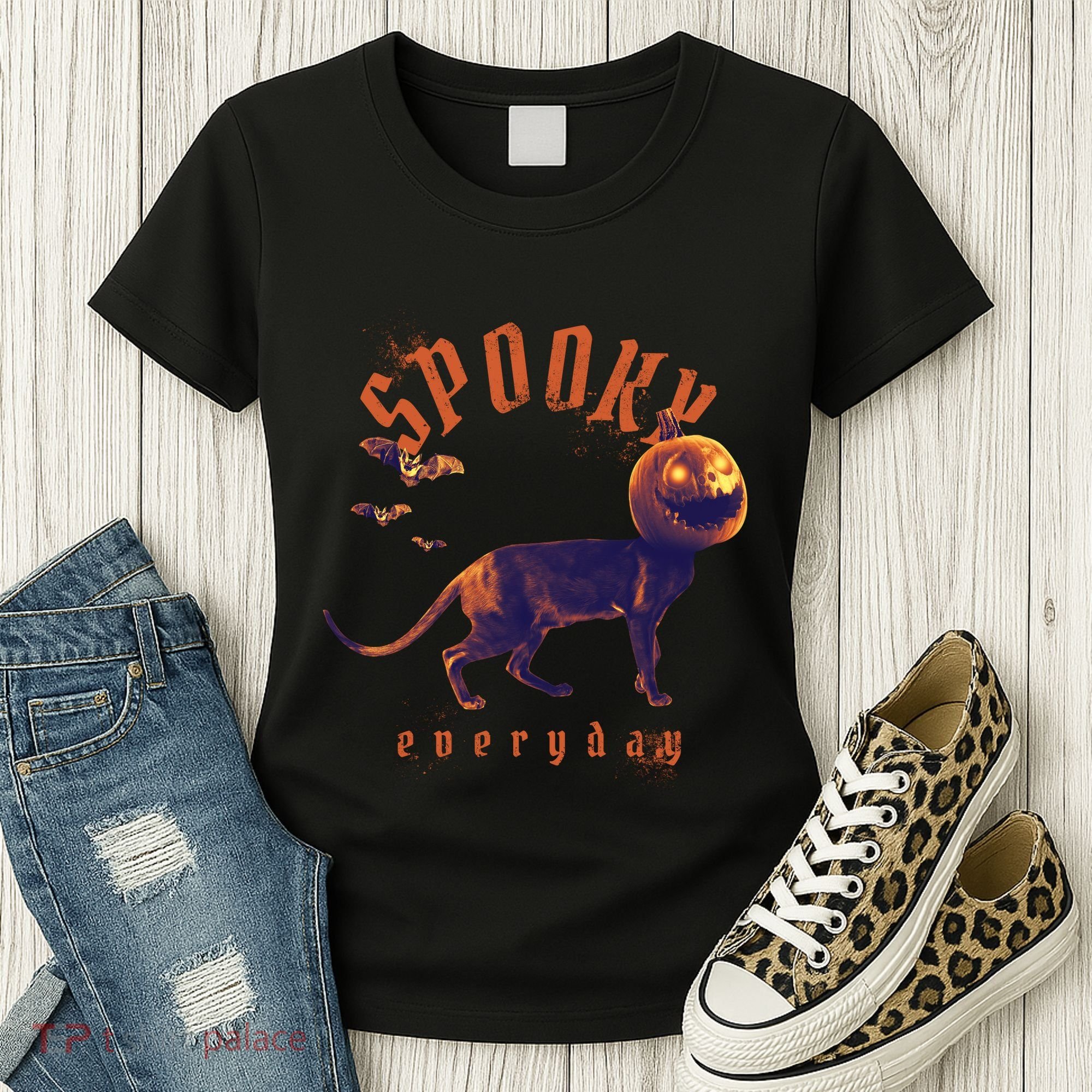 Spooky Pumpkin Head Dog Funny Halloween Women's T-Shirt