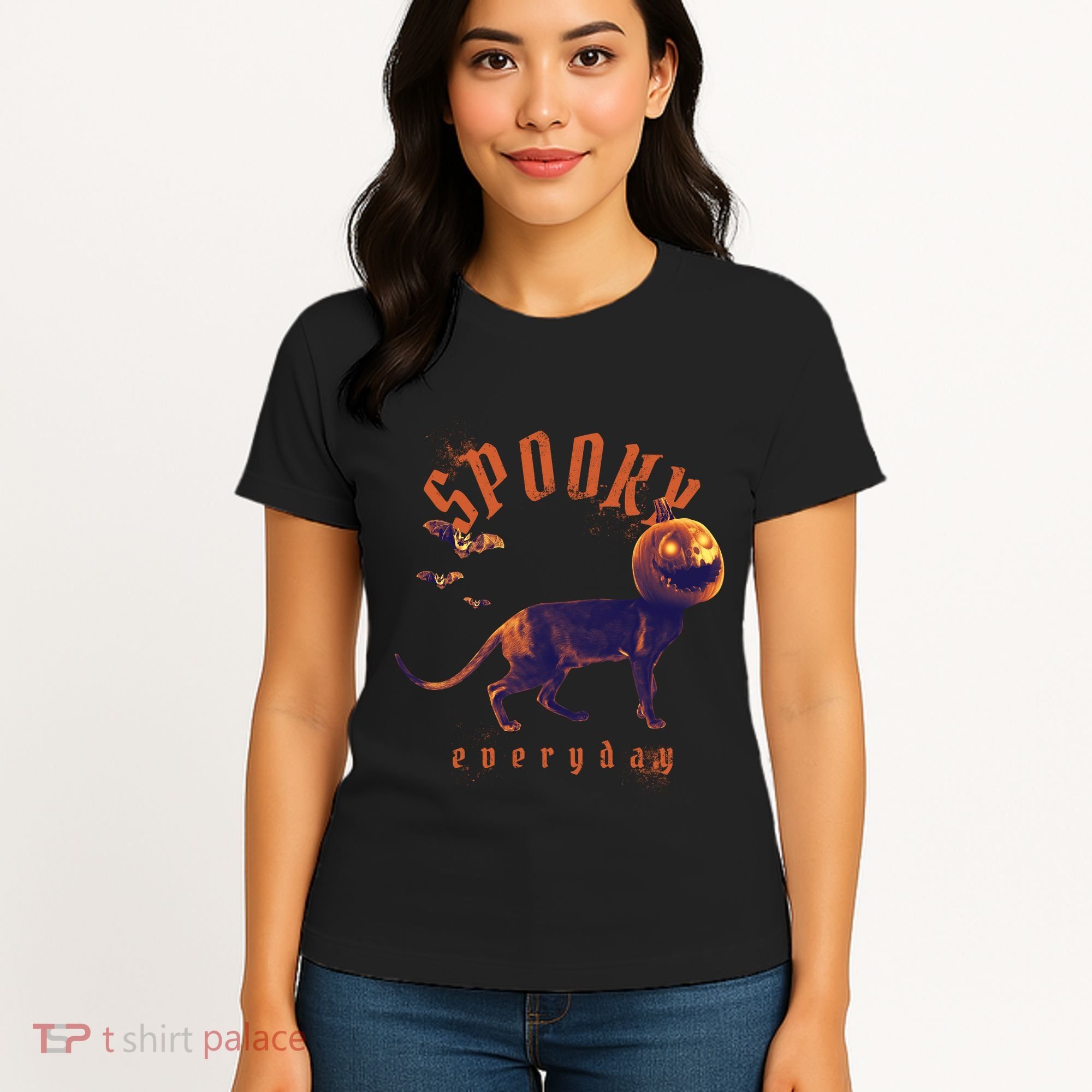 Spooky Pumpkin Head Dog Funny Halloween Women's T-Shirt