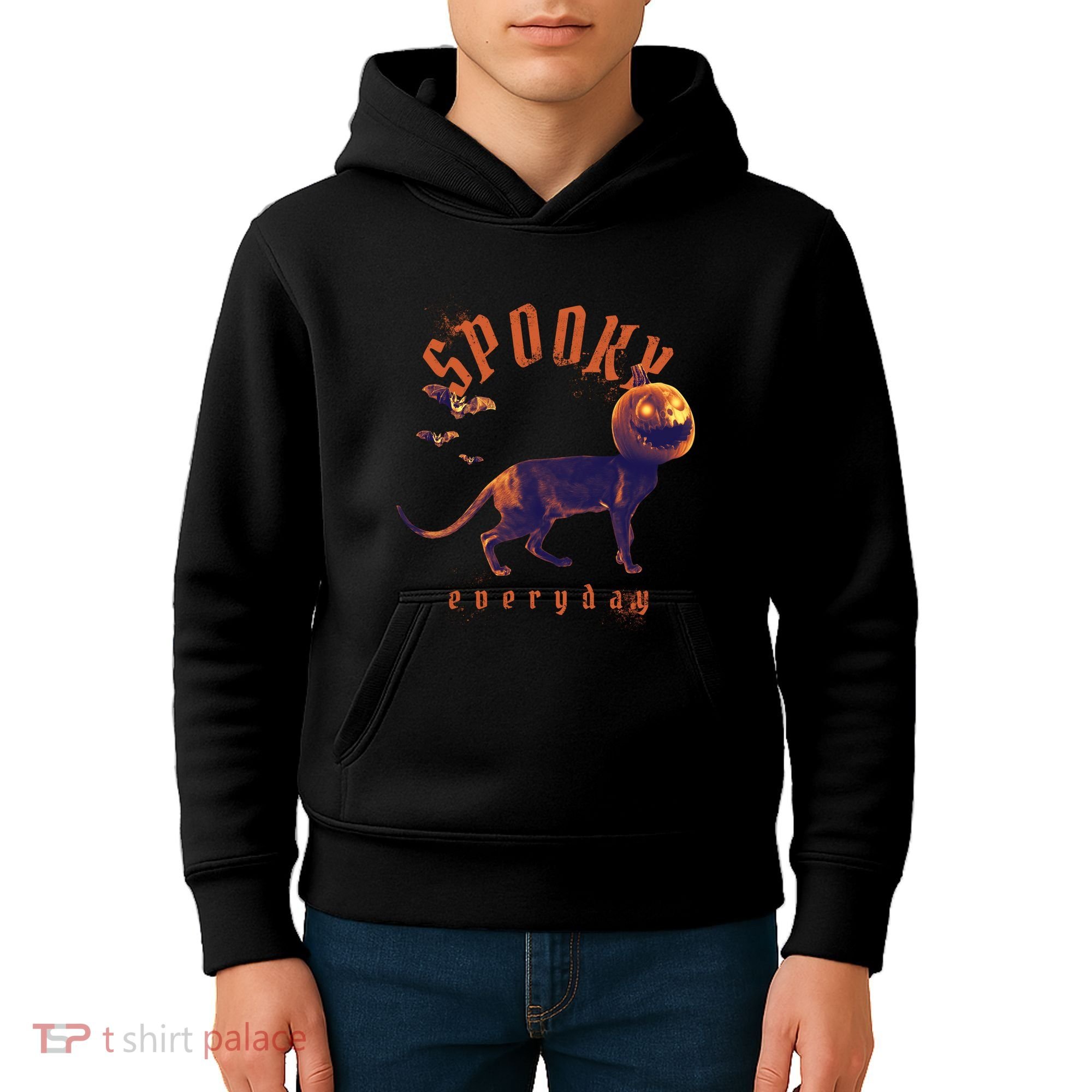 Spooky Pumpkin Head Dog Funny Halloween Kids Hoodie