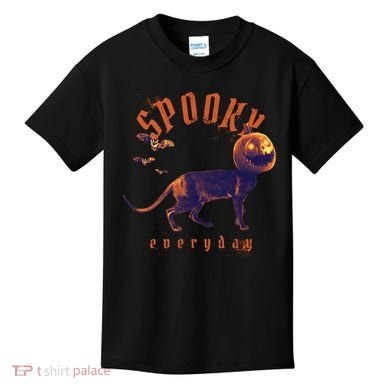 Spooky Pumpkin Head Dog Funny Halloween Kids T-Shirt