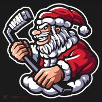 Santa Playing Hockey Christmas Pajama Cool Sport Xmas Gift Bucket Hat thumb 4