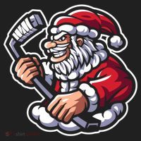 Santa Playing Hockey Christmas Pajama Cool Sport Xmas Gift Hat thumb 2