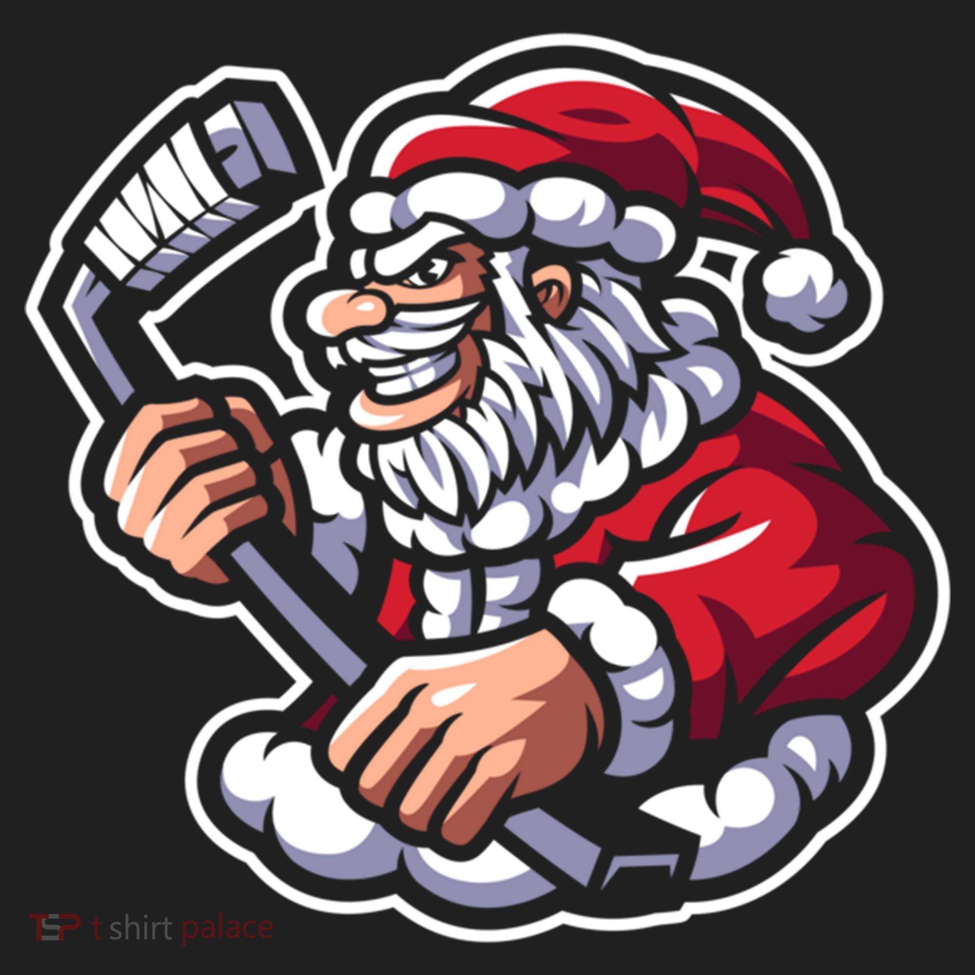 Santa Playing Hockey Christmas Pajama Cool Sport Xmas Gift Hat