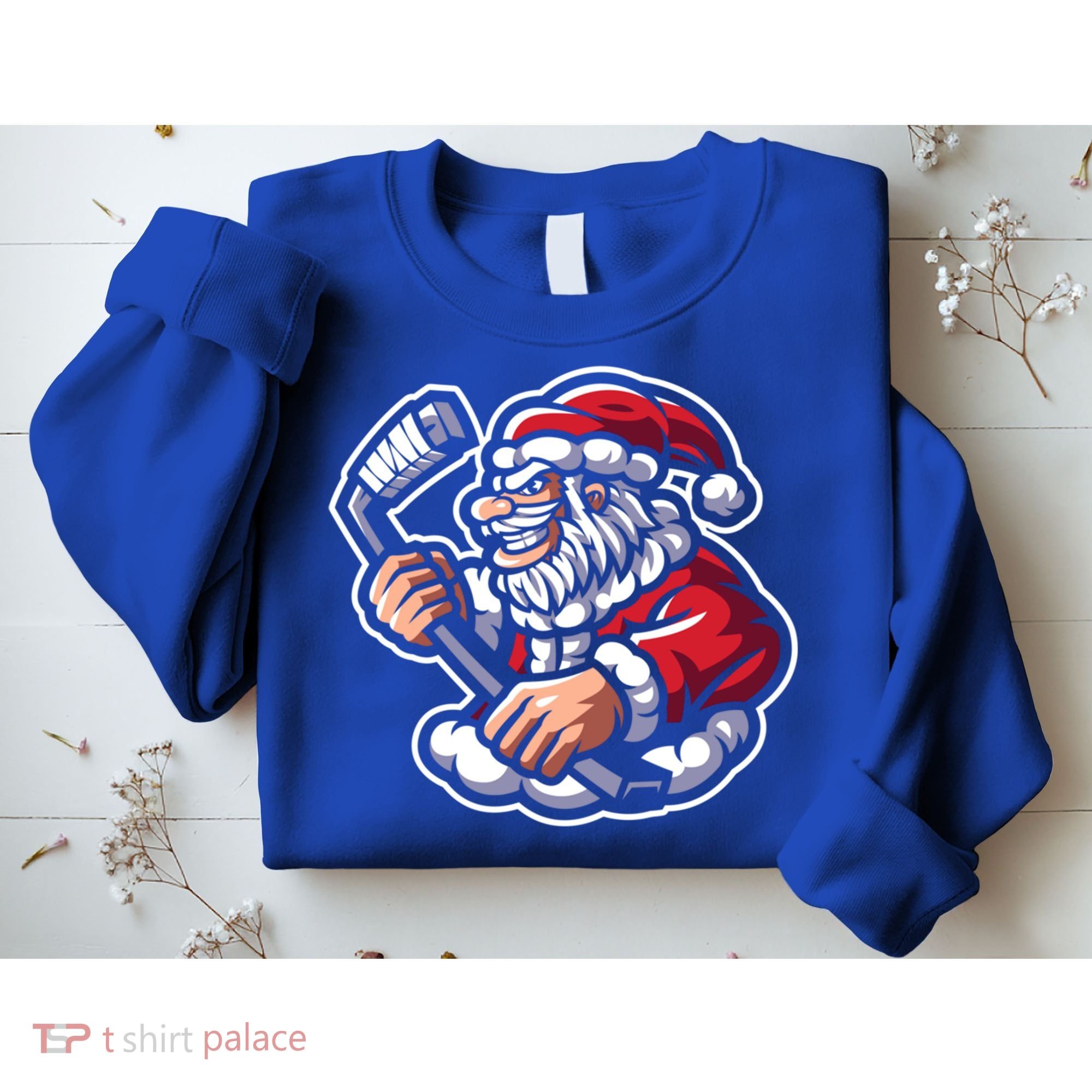Santa Playing Hockey Christmas Pajama Cool Sport Xmas Gift Sweatshirt