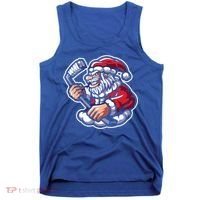 Santa Playing Hockey Christmas Pajama Cool Sport Xmas Gift Tank Top thumb 0