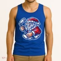 Santa Playing Hockey Christmas Pajama Cool Sport Xmas Gift Tank Top thumb 3