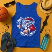 Santa Playing Hockey Christmas Pajama Cool Sport Xmas Gift Tank Top thumb 4