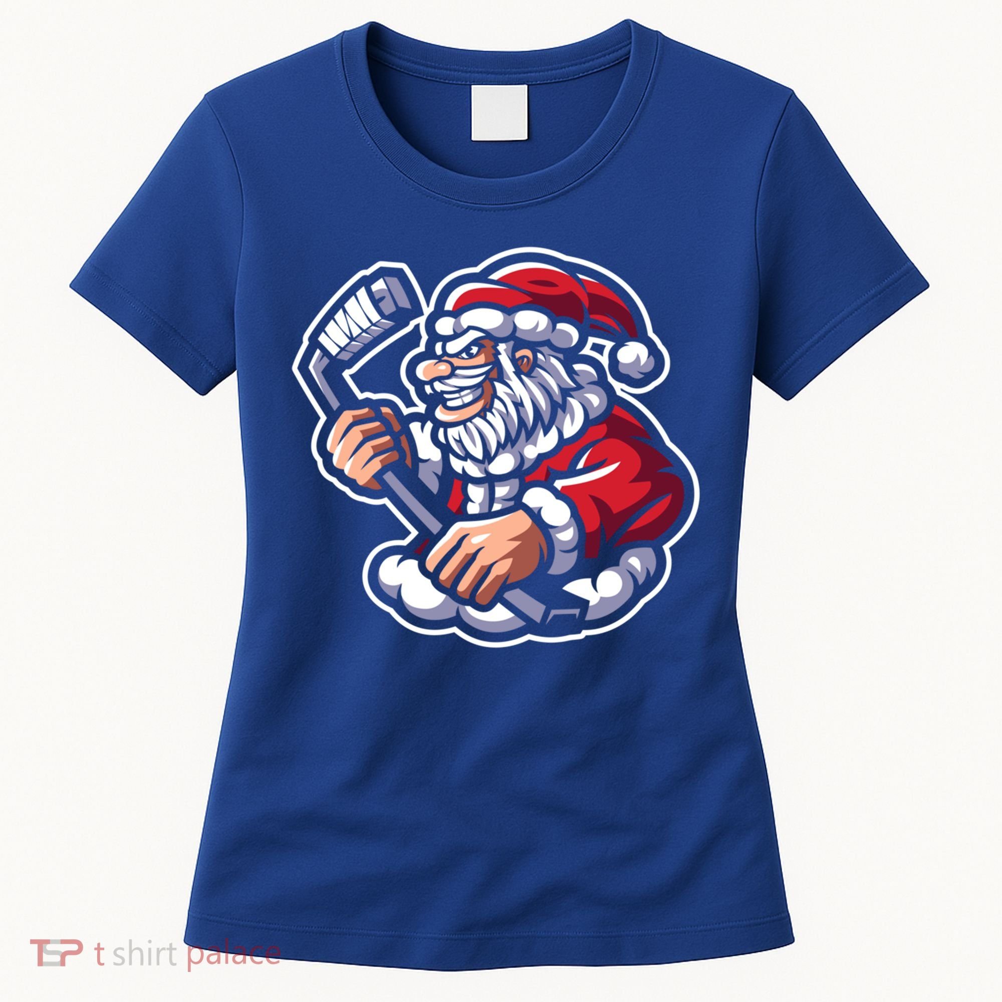 Santa Playing Hockey Christmas Pajama Cool Sport Xmas Gift Women's T-Shirt