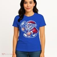 Santa Playing Hockey Christmas Pajama Cool Sport Xmas Gift Women's T-Shirt thumb 4
