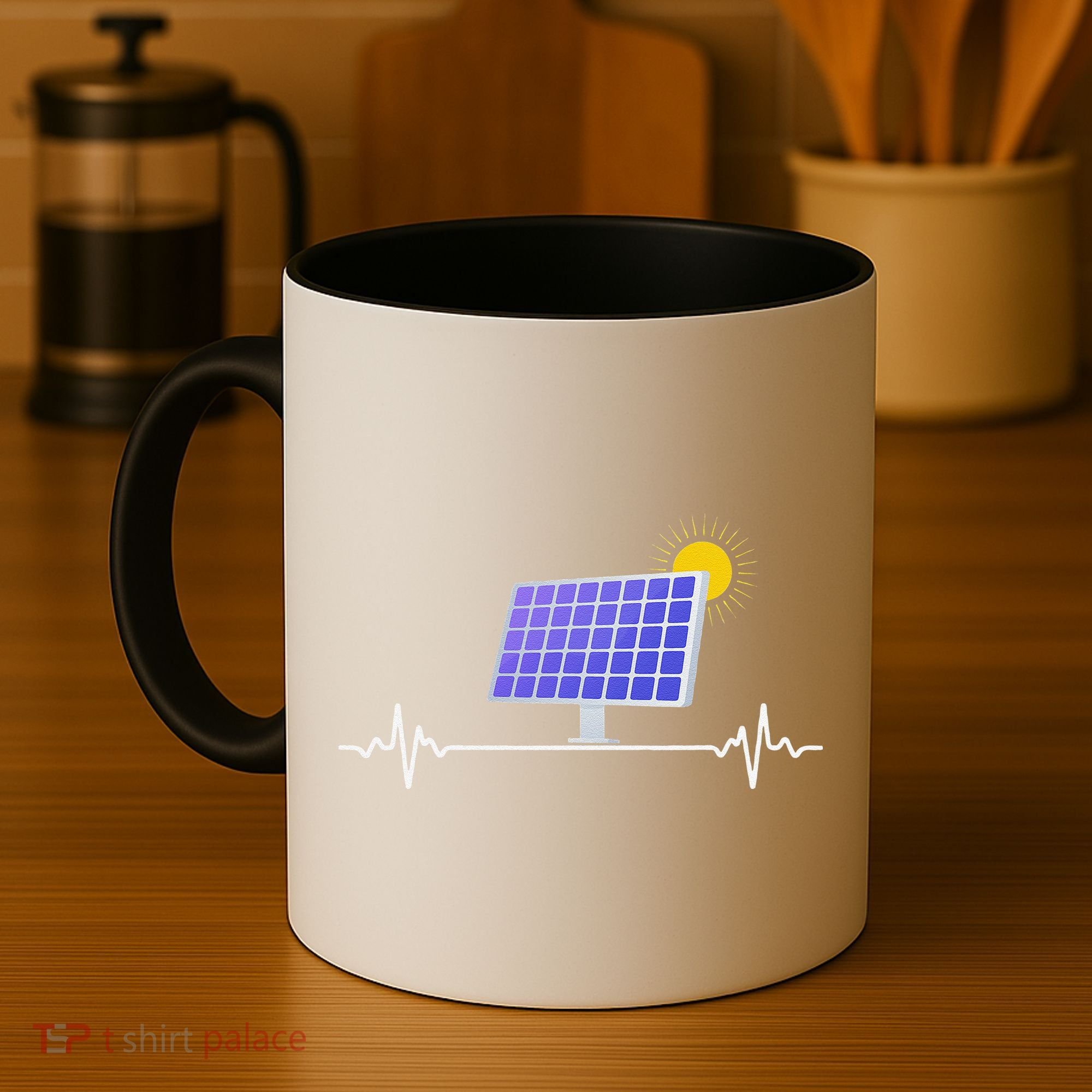Solar Panel Heartbeat Global Warming Earth Day Coffee Mug