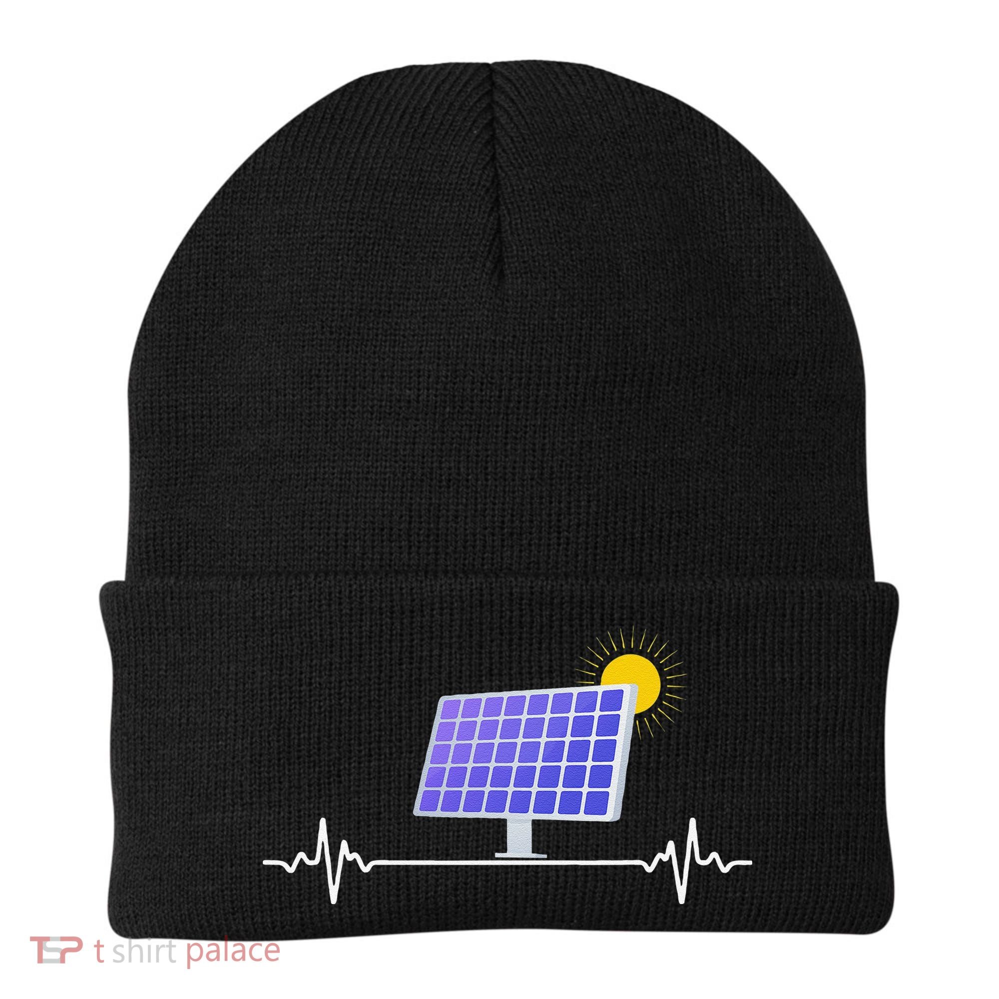 Solar Panel Heartbeat Global Warming Earth Day Beanie