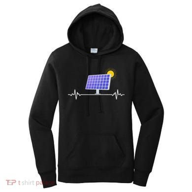 Solar Panel Heartbeat Global Warming Earth Day Women's Hoodie