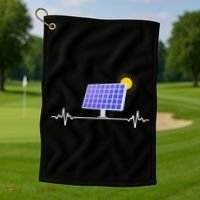 Solar Panel Heartbeat Global Warming Earth Day Golf Towel thumb 1