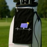 Solar Panel Heartbeat Global Warming Earth Day Golf Towel thumb 2