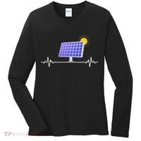 Solar Panel Heartbeat Global Warming Earth Day Women's Long Sleeve Shirt thumb 0