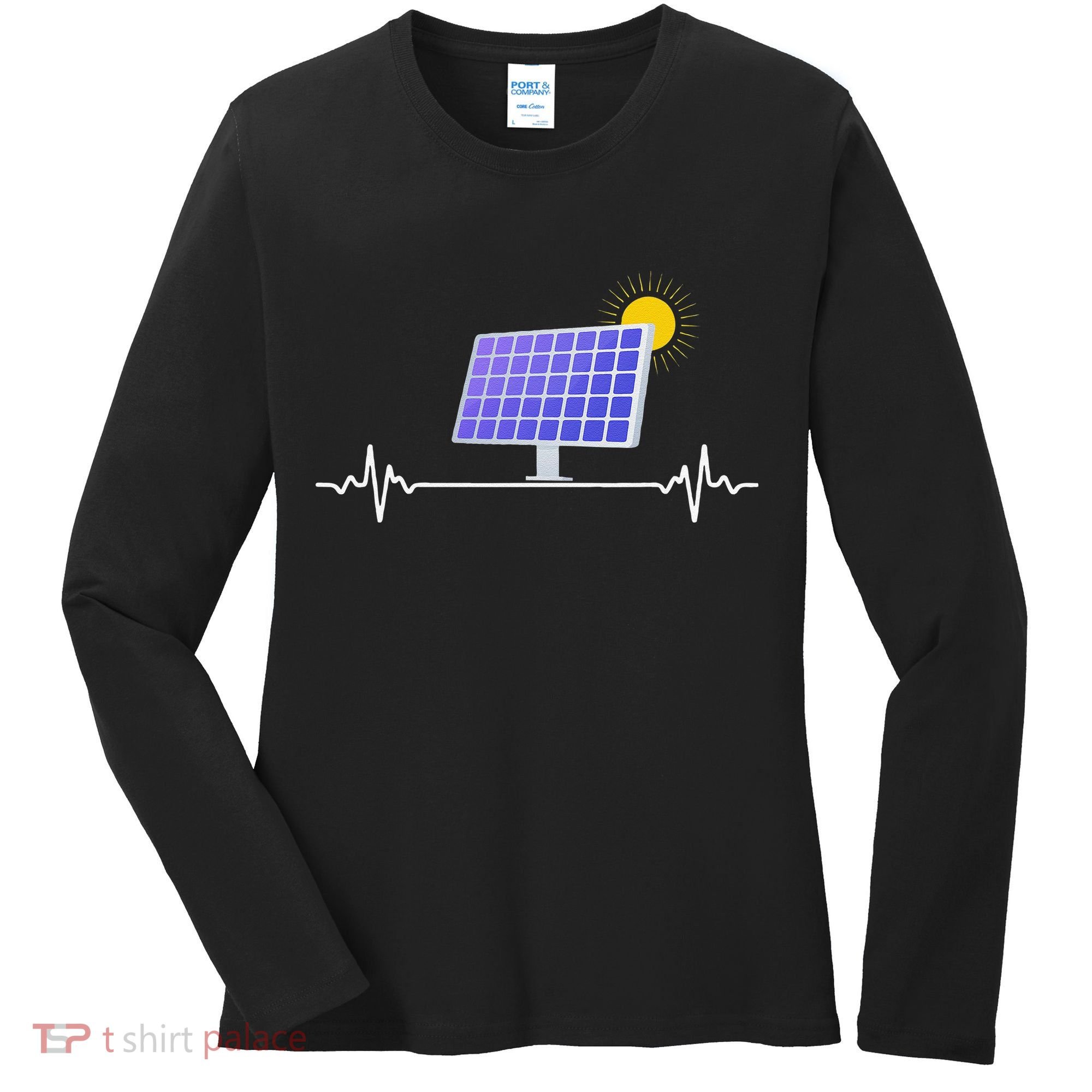 Solar Panel Heartbeat Global Warming Earth Day Women's Long Sleeve Shirt