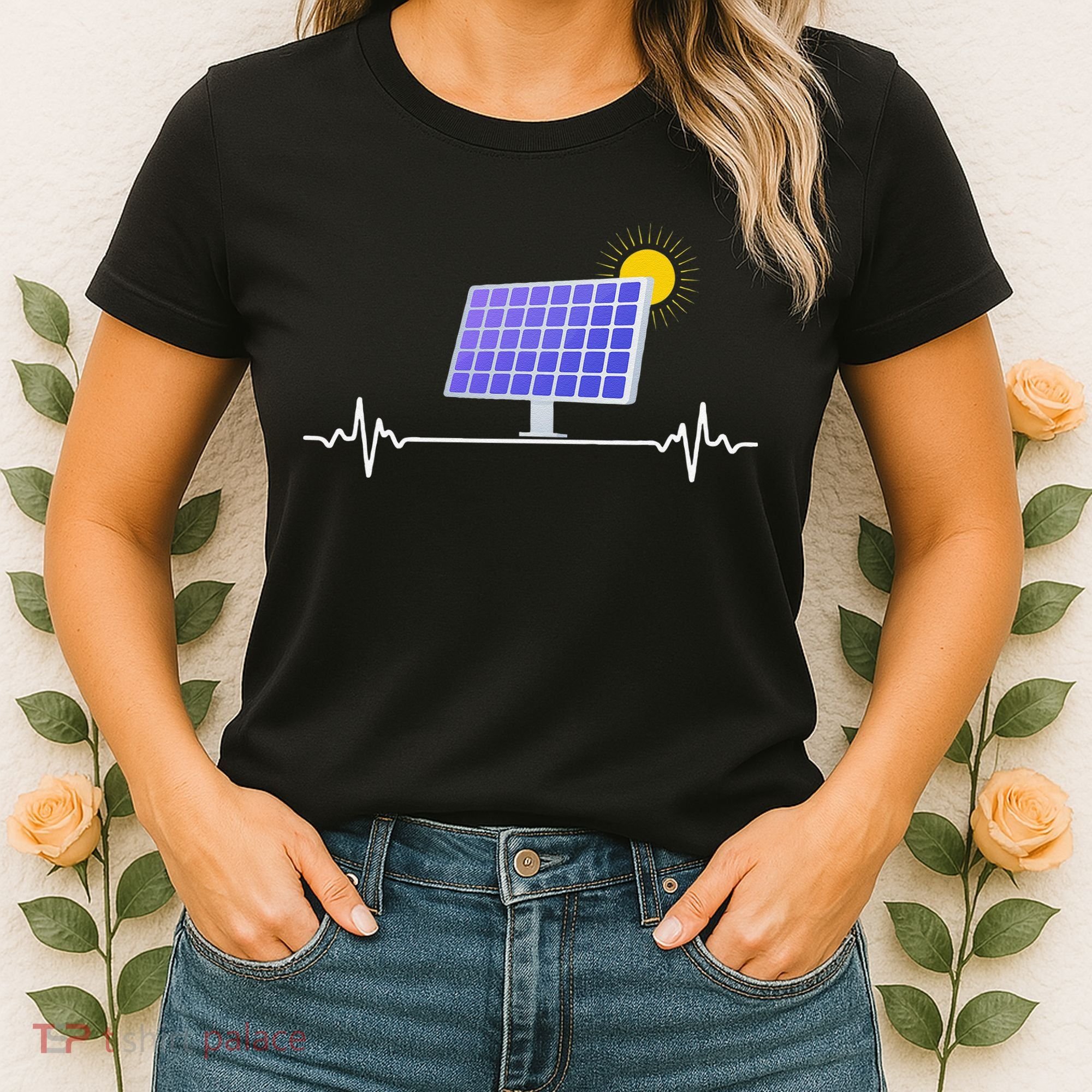 Solar Panel Heartbeat Global Warming Earth Day Women's T-Shirt