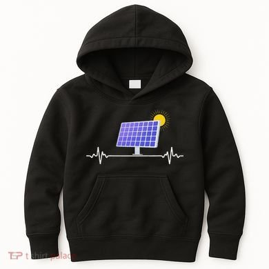 Solar Panel Heartbeat Global Warming Earth Day Kids Hoodie