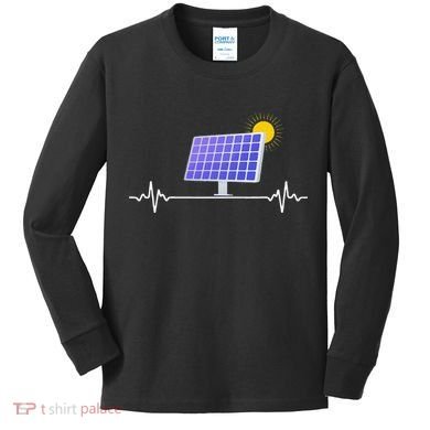 Solar Panel Heartbeat Global Warming Earth Day Kids Long Sleeve Shirt