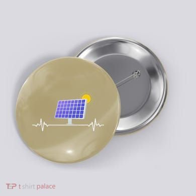 Solar Panel Heartbeat Global Warming Earth Day Button