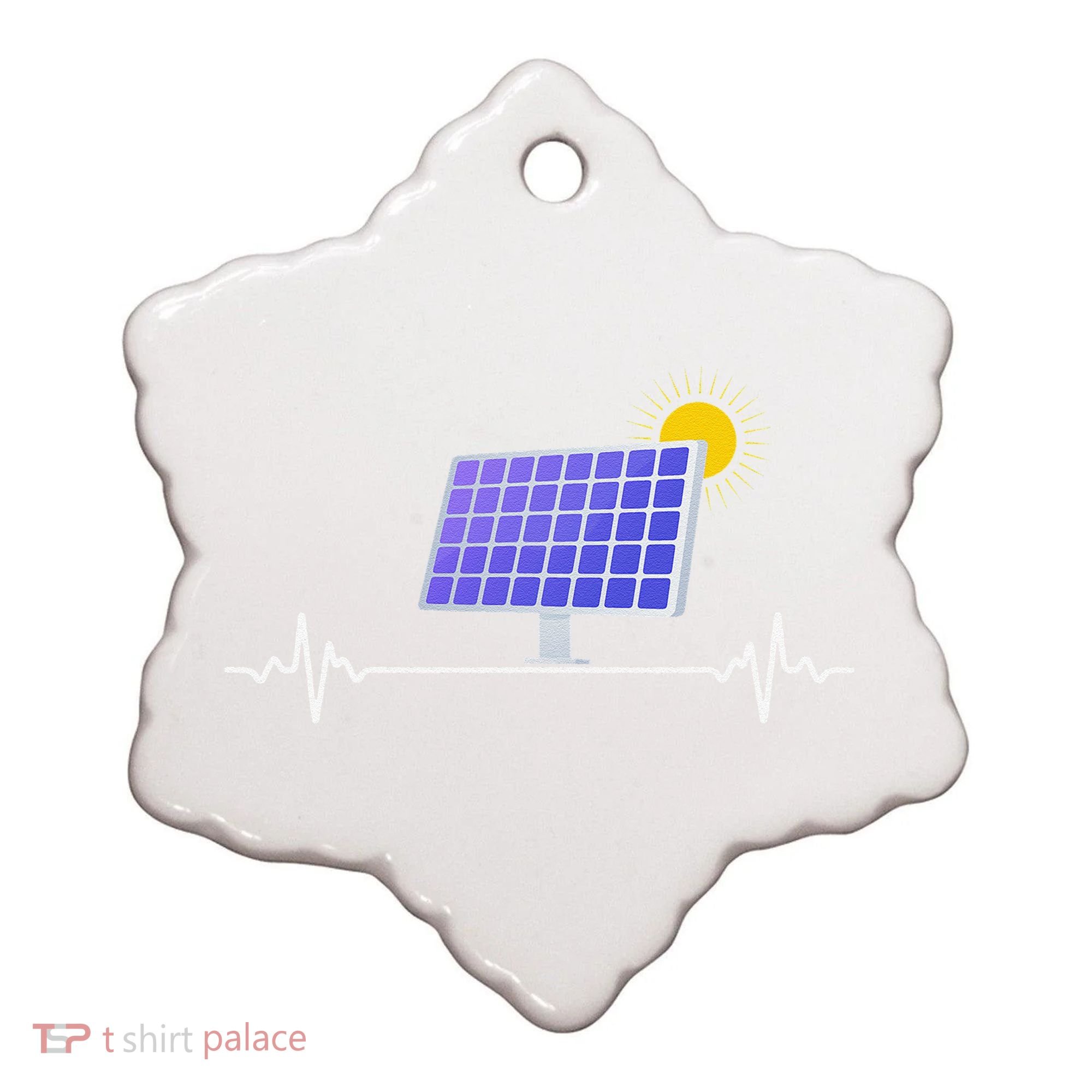 Solar Panel Heartbeat Global Warming Earth Day Ceramic Ornament