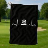 Solar Panel Heartbeat Outfit Global Warming Gift Earth Day Golf Towel thumb 1