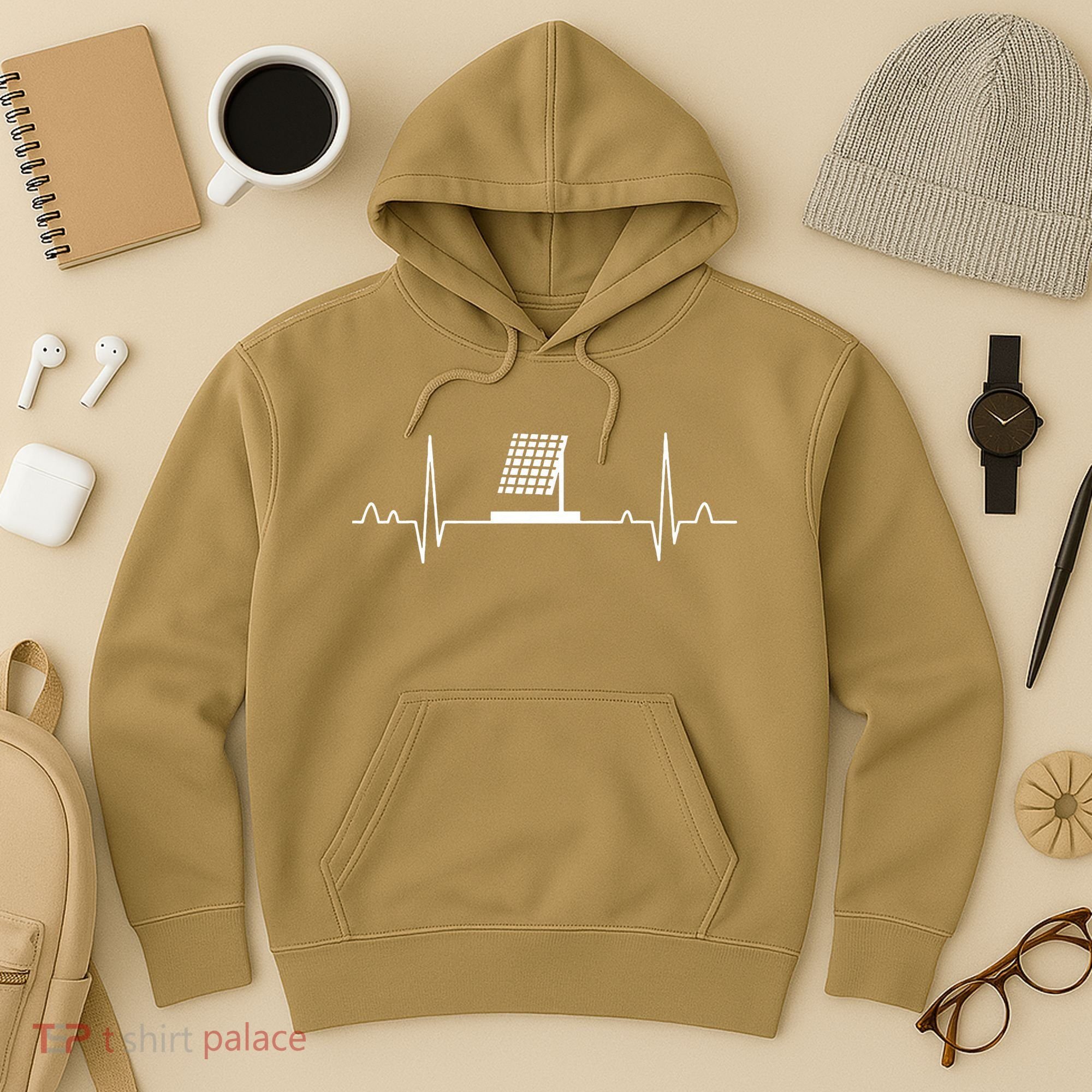 Solar Panel Heartbeat Outfit Global Warming Gift Earth Day Hoodie