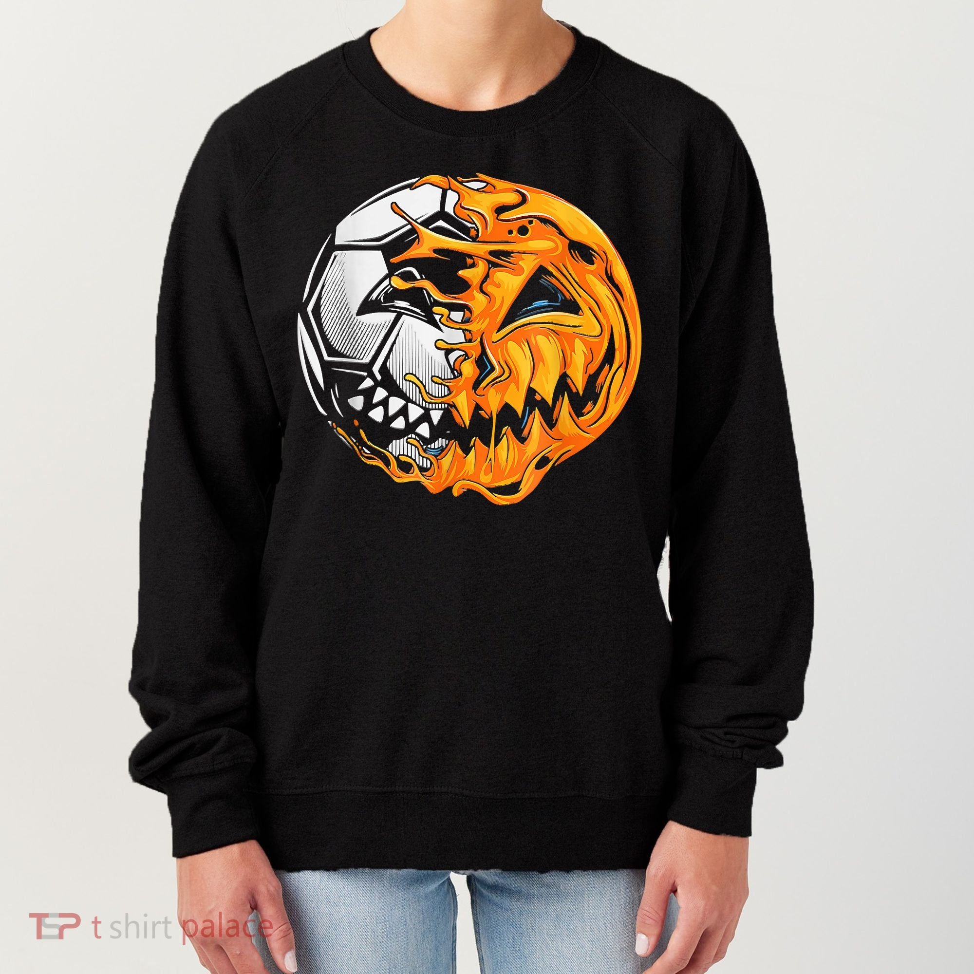 Soccer Player Halloween Pumpkin Skeleton Hallows' Day Women's Sweatshirt