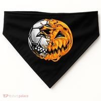 Soccer Player Halloween Pumpkin Skeleton Hallows' Day USA-Made Doggie Bandana thumb 0