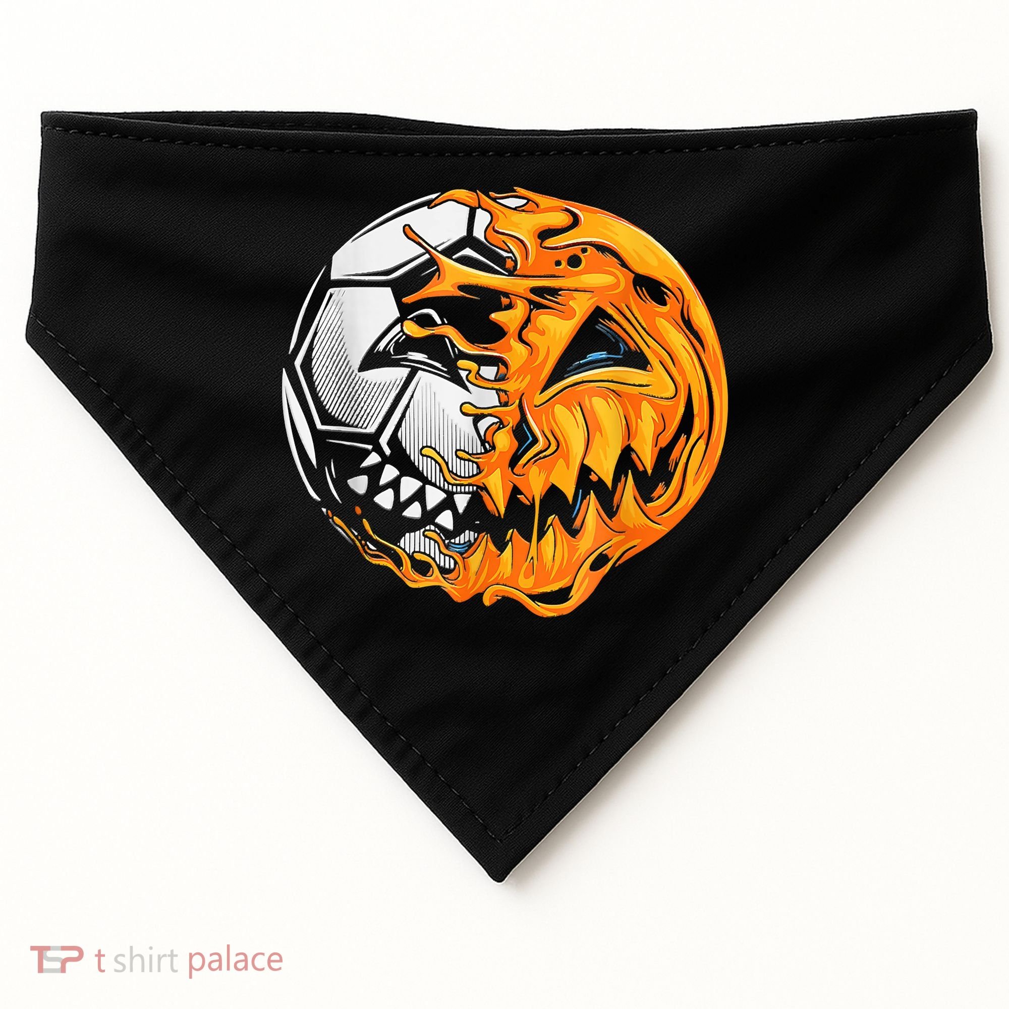 Soccer Player Halloween Pumpkin Skeleton Hallows' Day USA-Made Doggie Bandana