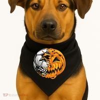 Soccer Player Halloween Pumpkin Skeleton Hallows' Day USA-Made Doggie Bandana thumb 1