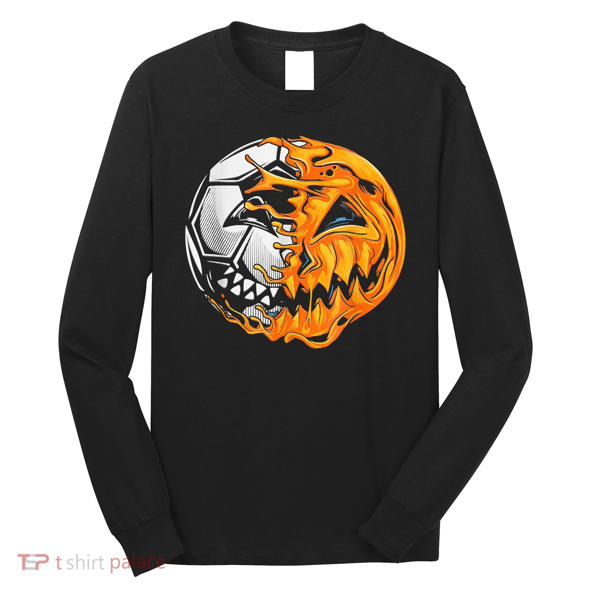 Soccer Player Halloween Pumpkin Skeleton Hallows' Day Long Sleeve Shirt