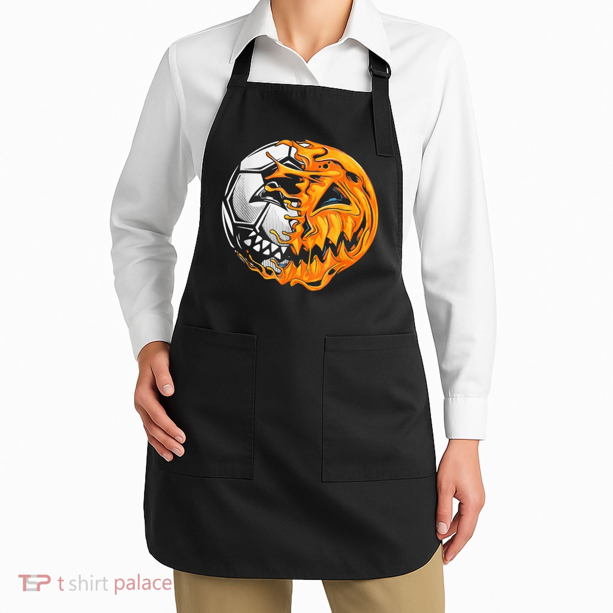 Soccer Player Halloween Pumpkin Skeleton Hallows' Day Apron
