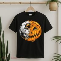 Soccer Player Halloween Pumpkin Skeleton Hallows' Day T-Shirt thumb 2