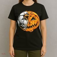 Soccer Player Halloween Pumpkin Skeleton Hallows' Day T-Shirt thumb 4