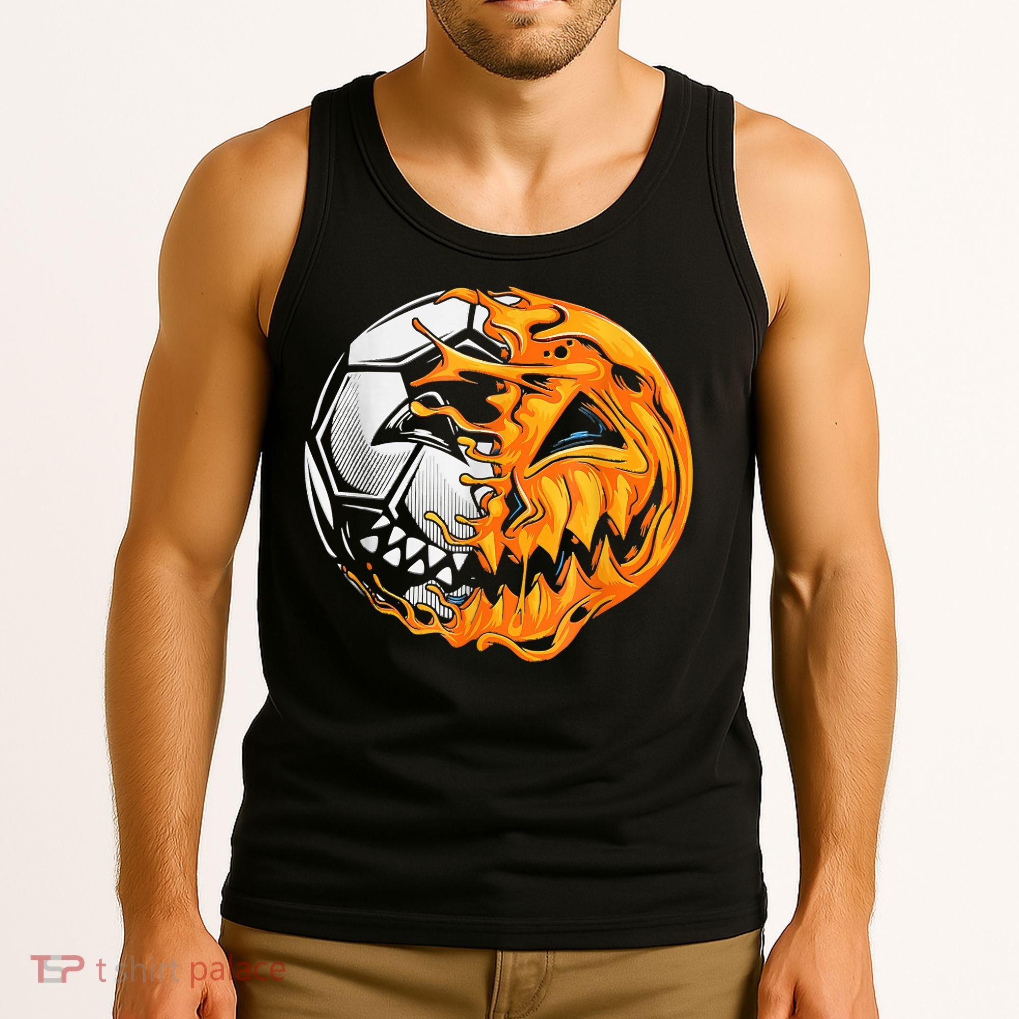 Soccer Player Halloween Pumpkin Skeleton Hallows' Day Tank Top