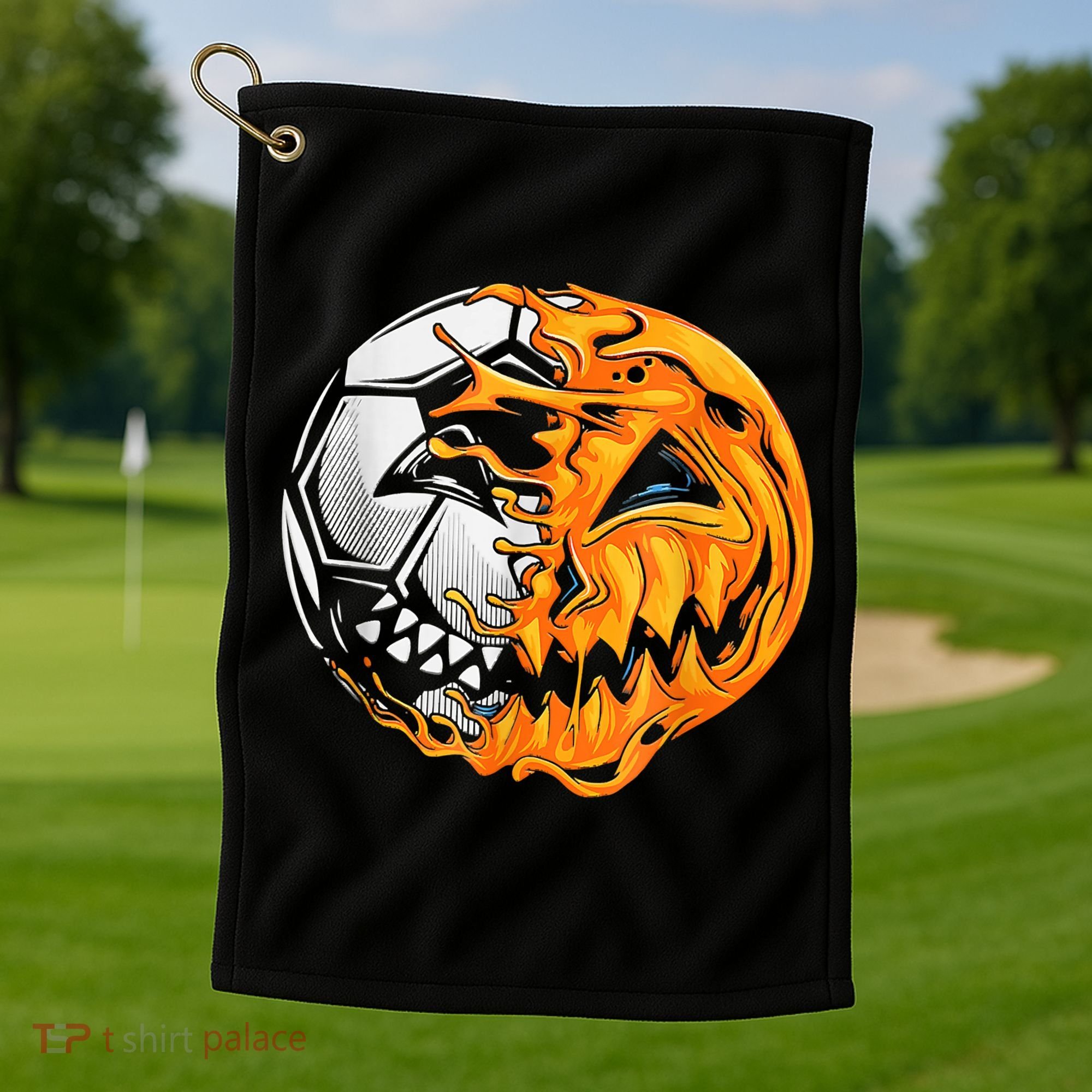 Soccer Player Halloween Pumpkin Skeleton Hallows' Day Golf Towel