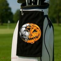 Soccer Player Halloween Pumpkin Skeleton Hallows' Day Golf Towel thumb 2