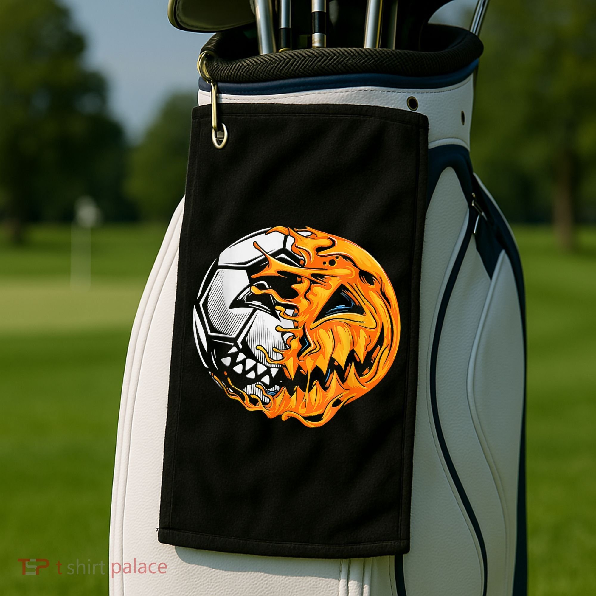 Soccer Player Halloween Pumpkin Skeleton Hallows' Day Golf Towel